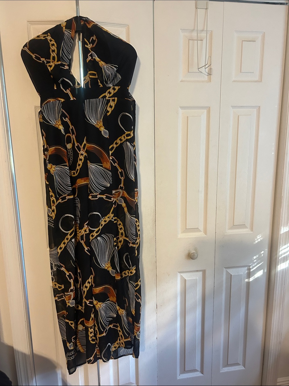Black Chain-Print Halter Jumper. NWT